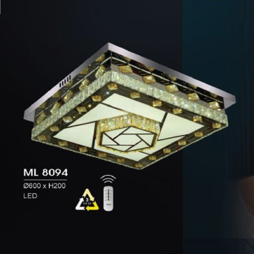 HF - ML 8094: Đèn áp trần LED - KT: L600mm x W600mm x H200mm - Đèn LED đổi 3 màu - Remote