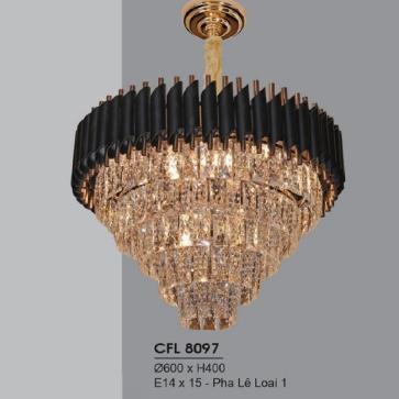 HF - CFL 8097: Đèn thả Phale  - KT: Ø600mm x H400mm - Đèn E14 x15 bóng