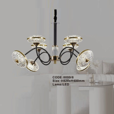 CODE: 8099/8: Đèn chùm LED 8 tay - KT: Ø820mm x H400mm - Đèn LED đổi 3 màu