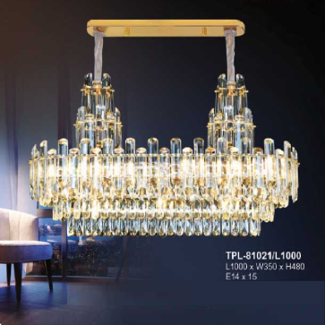 AN - TPL - 81021/L1000: Đèn thả ngang Phale - KT: L1000mm x W350mm x H480mm - Đèn chân E14 x 15 bóng