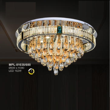 A - MPL - 81038/600: Đèn áp trần LED Phale  - KT: Ø600mm x H380mm - Đèn LED 102W đổi 3 màu