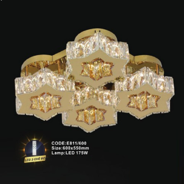 CODE: E811/600: Đèn áp trần LED - KT: 600mm x 550mm - Đèn LED 175W ánh sáng đổi 3 màu
