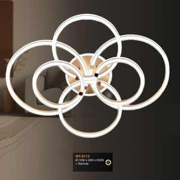 V - MT- 8113: Đèn áp trần LED 6 cánh - KT: L1050mm x W800mm x H200mm - Đèn LED đổi 3 màu