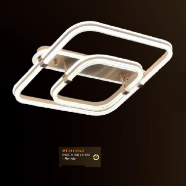 V - MT - 8113/5+3: Đèn áp trần 2 vòng LED - KT: L500mm x W500mm x H120mm - Đèn LED đổi 3 màu