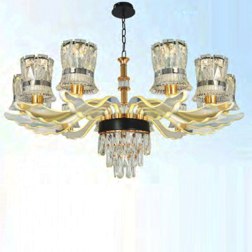 NC 8113/8+4: Đèn chùm LED 12 tay - KT: Ø850mm x H500mm +500mm - Bóng đèn LED 160W đổi 3 màu