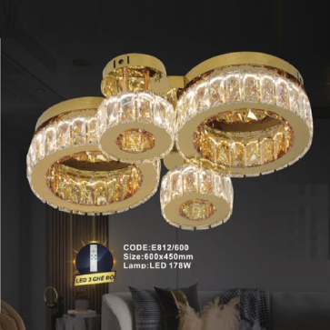 CODE: E812/600: Đèn áp trần LED - KT: 600mm x 450mm - Đèn LED 178W ánh sáng đổi 3 màu
