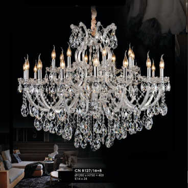 HF- CN 8127/16+8: Chùm nến Phale 24 tay - KT: Ø1200mm  x H750mm + 400mm - Đèn nến chân E14x 24 bóng