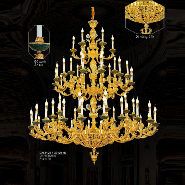 S - CN 8128/30+24+6: Đèn chùm nến 60 tay - KT: Ø1760mm x H2000mm - Bóng đèn nến E14 x 60 bóng