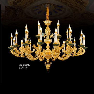 S - CN 8130/24: Đèn chùm nến 24 tay - KT: Ø1350mm x H850mm - Bóng đèn nến E14 x 24 bóng