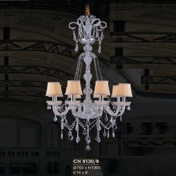 HF - CN 8130/8: Đèn chùm 8 tay - KT: Ø700mm x H1000mm - Bóng đèn E14 x 8 bóng