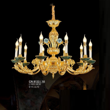 S - CN 8133/10: Đèn chùm nến 10 tay - KT: Ø880mm x H630mm - Bóng đèn nến E14 x 10 bóng
