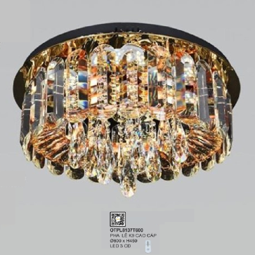 OTPL8137T600: Đèn áp trần Phale K9 cao cấp - KT: Ø600mm x H450mm - Đèn LED đổi 3 màu - Remote