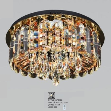 OTPL8137T600: Đèn áp trần Phale K9 cao cấp - KT: Ø600mm x H450mm - Đèn LED đổi 3 màu - Remote