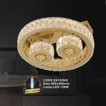 CODE: E815/500: Đèn áp trần LED phale - KT: 500mm x 500mm - Đèn LED 158W ánh sáng đổi 3 màu