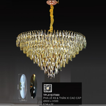 35 - TPL8163T800: Đèn thả Phale - KT: Ø800mm x H500mm - Đèn E14 x 22 bóng