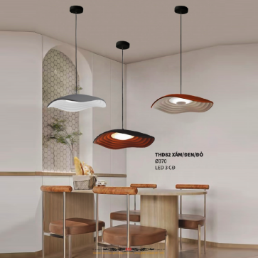 THD82 Xám/Đen/Đỏ: Đèn thả LED - KT: Ø370mm - Đèn LED đổi 3 màu