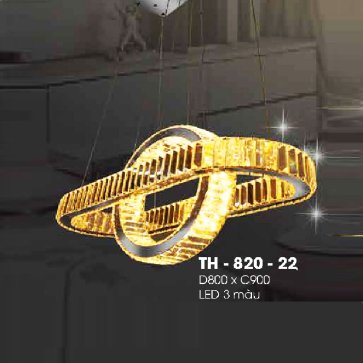 TH - 820 - 22: Đèn thả 2 vòng LED Phale, đế ngang  - KT: L800mm x H900mm - Đèn LED đổi 3 màu