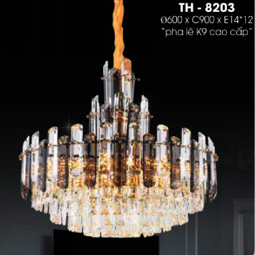 TH - 8203: Đèn thả Phale K9 cao cấp - KT : Ø600mm x H900mm - Đèn E14 x 12 bóng