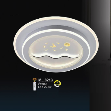 SN - ML 8213: Đèn ốp trần LED Mica - KT: Ø600mm - Đèn LED 225W - Ánh sáng đổi 3 màu - Remote