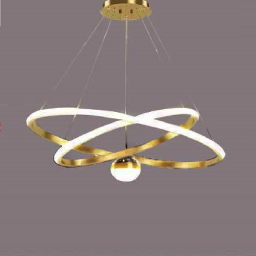 TH - 8216-24: Đèn thả 2 vòng LED +  1 chao quả bi LED - KT: Ø(400+600)mm x H900mm - Đèn LED đổi 3 màu
