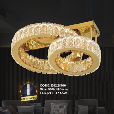 CODE: E822/500: Đèn áp trần LED - KT:500mm x 400mm - Đèn LED 145W ánh sáng đổi 3 màu