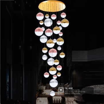 TH - 8229: Đèn thả LED chao quả bi - KT: Ø800mm x H3000mm - Đèn LED