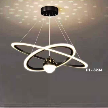 TH - 8234: Đèn thả 2 vòng LED +thả 1 chao quả bi LED - KT: Ø(400+600)mm x H900mm - Đèn LED đổi 3 màu