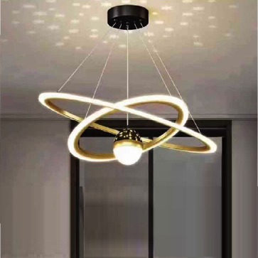 TH - 8235: Đèn thả 2 vòng LED + Thả 1 chao Bi LED - KT: Ø(600+800)mm x H1000mm - Đèn LED  đổi 3 màu