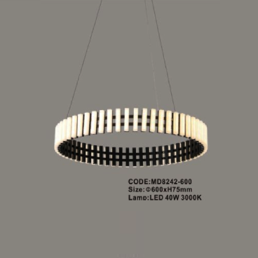 CODE: MD 8242 - 600: Đèn thả 1 vòng LED - KT: Ø600mm x H75mm - Đèn LED 40W ánh sáng vàng 3000K -