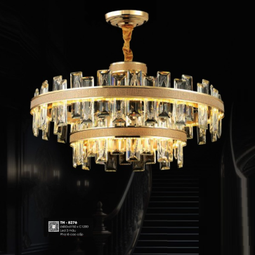 TH - 8276: Đèn thả 2 tầng Phale K9  - KT: Ø(450mm + 750)mm x H1200mm - Đèn LED đổi 3 màu