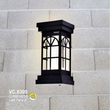 SN - VC 8309: Đèn gắn tường ngoài trời - KT: 100mm x 100mm x H210mm - Đèn LED 7W x 2, ánh sáng đổi 3 màu