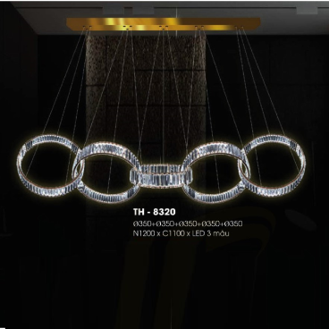 TH - 8320: Đèn thả 5 vòng LED Phale - KT: L1200mm x (Ø350mm x 5 vòng) x H1100mm  - Đèn LED đổi 3 màu