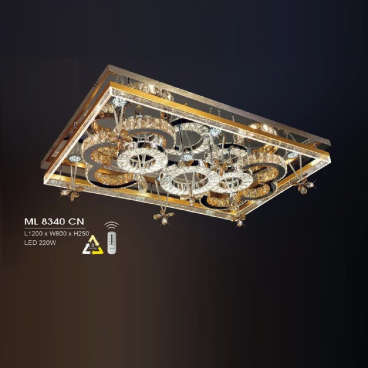 HF - ML  8340CN: Đèn áp trần chữ nhật LED - KT: L1200mm x W800mm x H250mm - Đèn LED 220W đổi 3 màu - Remote