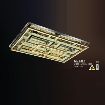 HF - ML 8357: Đèn áp trần chữ nhật LED - KT: L1200mm x W800mm x H200mm - Đèn LED 220W đổi 3 màu - Remote