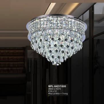 A - MPL- 84237/600: Đèn áp trần Phale màu khói + trong - KT: Ø600mm x H370mm -  Bóng đèn E14 x 12 bóng