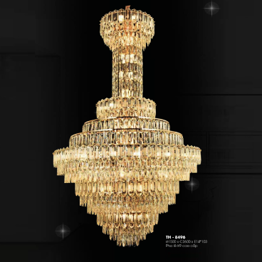 TH - 8496: Đèn chùm Phale K9 - KT: Ø1500mm x H2600mm - Bóng đèn E14 x 103 bóng