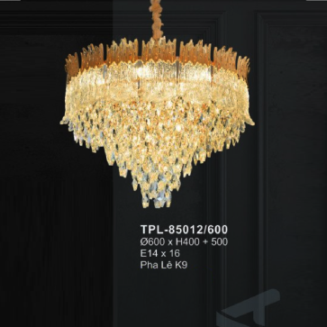 A - TPL - 85012/600: Đèn thả Phale K9 - KT: Ø600mm x H400mm + 500mm - Bóng đèn E14 x 16 bóng