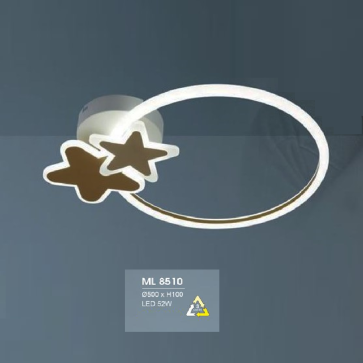 HF - ML 8510: Đèn áp trần LED Mica - KT: Ø510mm x H100mm - Đèn LED 52W ánh sáng đổi 3 màu