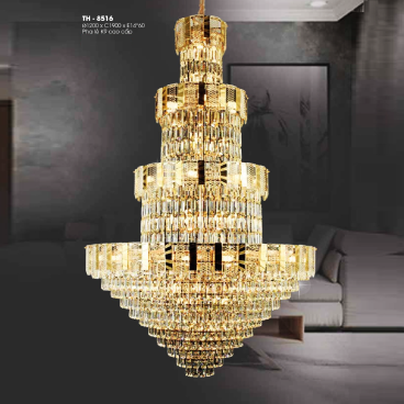 TH - 8516: Đèn thả Phale K9 - KT: Ø1200mm x H1900mm - Bóng đèn chân E14 x 60 bóng