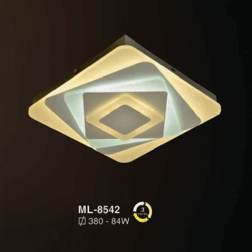 E - ML - 8542: Đèn áp trần LED vuông - KT: L380mm x W380mm  - Đèn LED 84W ánh sáng đổi 3 màu