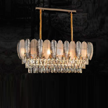 TH - 8571: Đèn thả Ngang Phale K9 cao cấp  - KT: L800mm x W300mm x H900mm - Bóng đèn chân E14 x 12 bóng