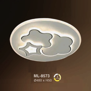 E - ML - 8573: Đèn áp trần LED - KT: Ø480mm x H50 - Đèn LED ánh sáng đổi 3 màu