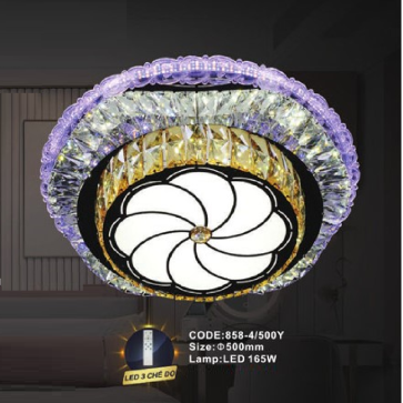 CODE: 858-4/500Y: Đèn áp trần tròn LED - KT: Ø500mm - Đèn LED 165W ánh sáng đổi 3 màu