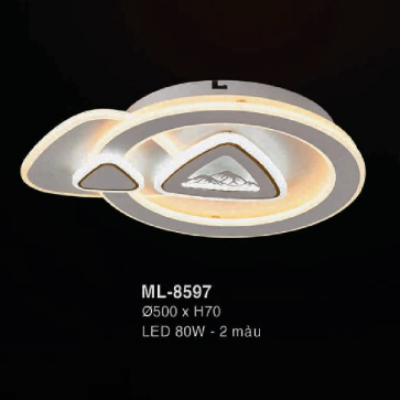 E - ML - 8596: Đèn áp trần LED - KT: Ø500mm x H70mm - Đèn LED 80W ánh sáng 2 màu