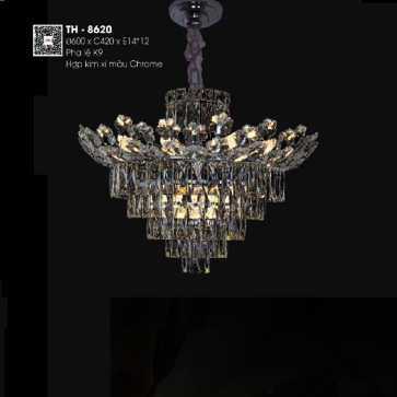 TH - 8620: Đèn thả Phale - KT: Ø600mm x H420mm - Bóng đèn E14 x 12