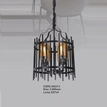 CODE: 8623-3: Đèn thả  lồng chim - KT: Ø400mm - Bóng đèn E27 x 4 bóng