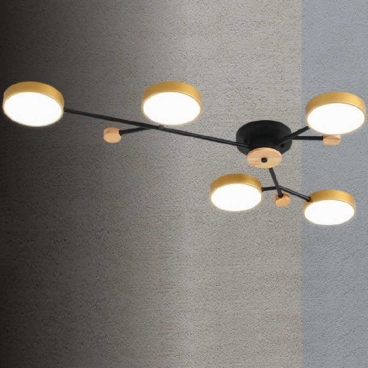 HF - CY - 8627/5: Đèn chùm LED 5 bóng - KT: L1020mm x W575mm x H95mm - Đèn LED 45W đổi 3 màu