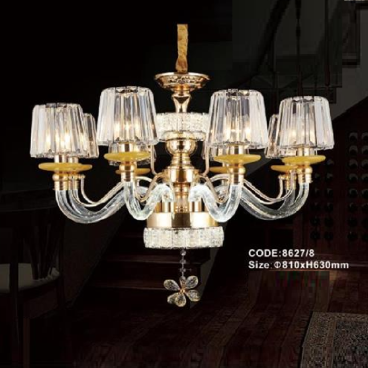 CODE: 8627/8: Đèn chùm LED 8 tay -  KT: Ø810mm x H630mm - Đèn LED + Đèn E14 x 8 bóng