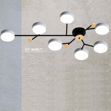 HF - CY - 8629/7: Đèn chùm LED 7 bóng - KT: L1200mm x W750mm x H95mm - Đèn LED 63W đổi 3 màu