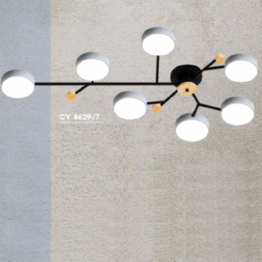 HF - CY - 8629/7: Đèn chùm LED 7 bóng - KT: L1200mm x W750mm x H95mm - Đèn LED 63W đổi 3 màu